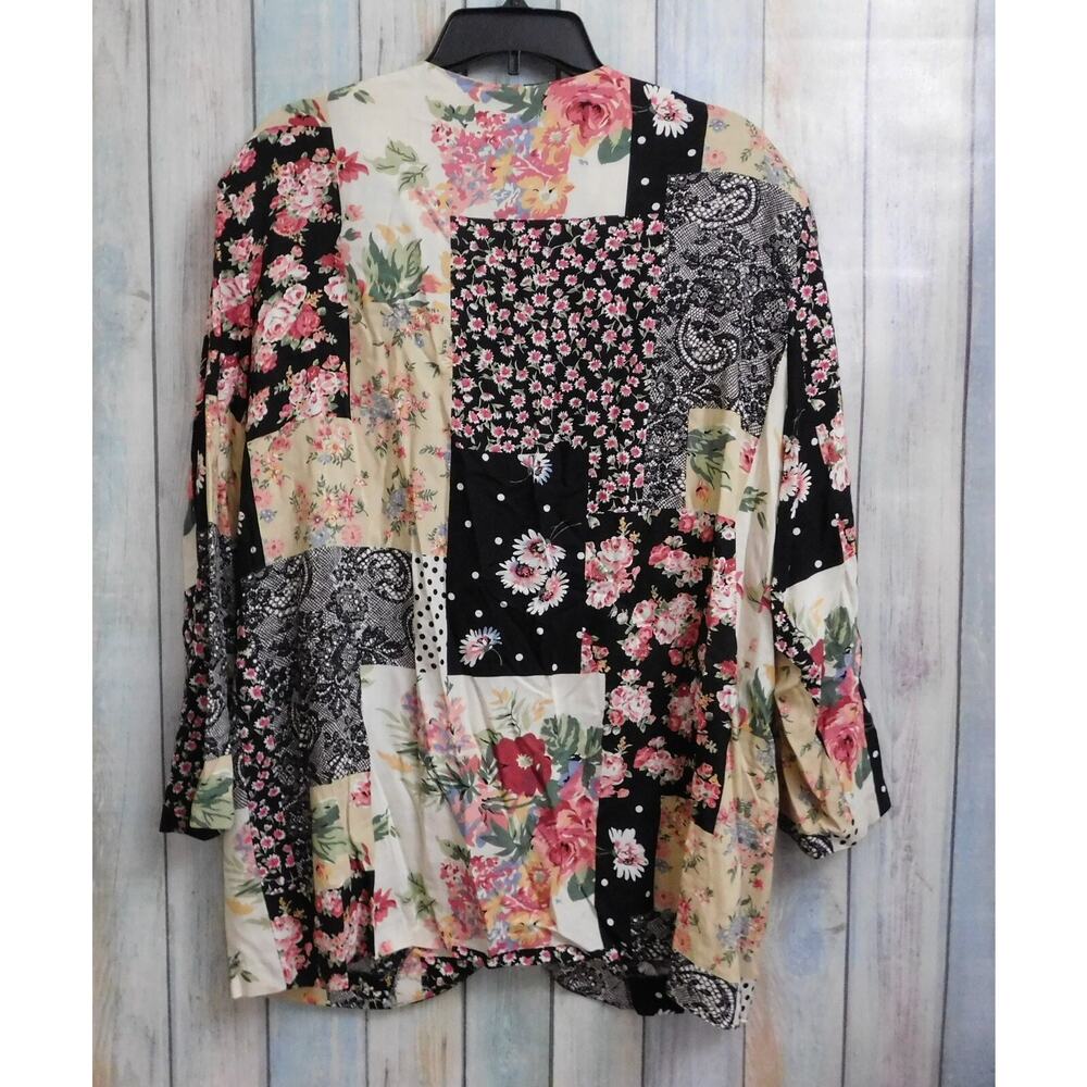 Woman Jacket Blazer 16 Patchwork Multi Color Flor… - image 5